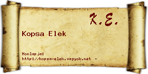 Kopsa Elek névjegykártya